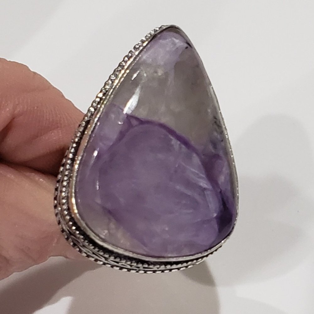 Charoite Gemstone, 925 Silver Ring - image 1